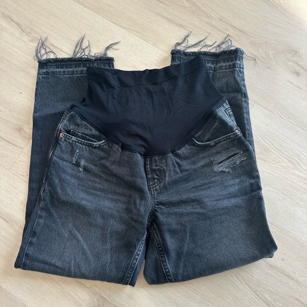 Old Navy Black Distressed Maternity Jeans